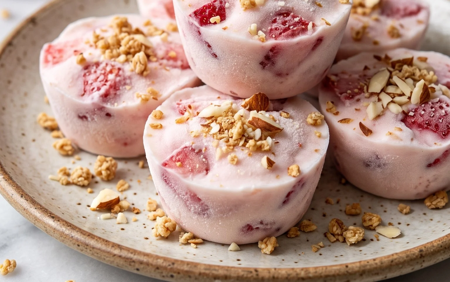 3 Ingredient Strawberry Yogurt Bites